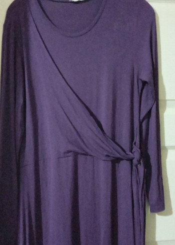 Uzun Mor Drapeli Rahat Elbise - Görsel 3