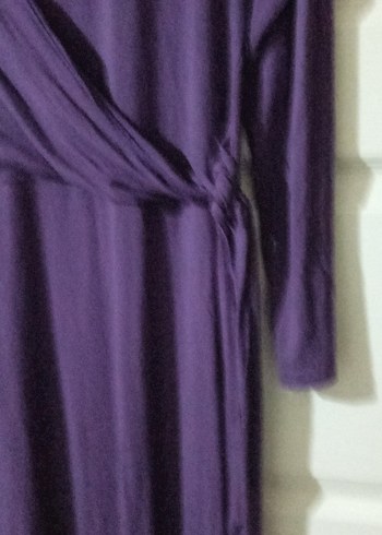 Uzun Mor Drapeli Rahat Elbise - Görsel 4