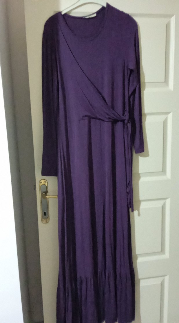 Uzun Mor Drapeli Rahat Elbise - Görsel 2