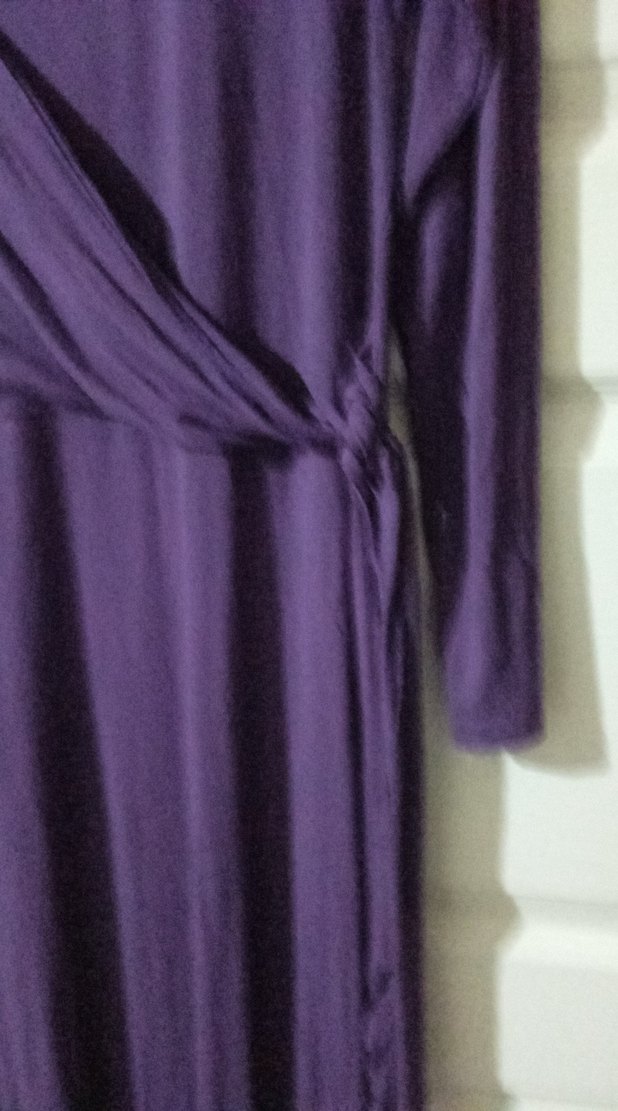 Uzun Mor Drapeli Rahat Elbise - Görsel 4