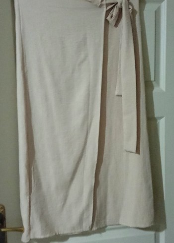 Bej Uzun Drapeli Kadın Etek - Görsel 4