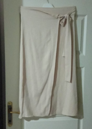 Bej Uzun Drapeli Kadın Etek - Görsel 3