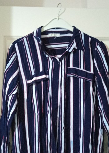 Uzun Kollu,lacivert çizgili tunik - Görsel 2