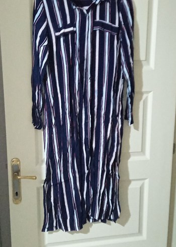 Uzun Kollu,lacivert çizgili tunik - Görsel 3