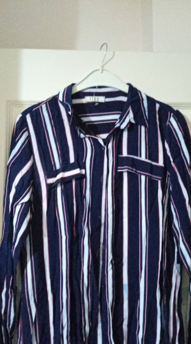 Uzun Kollu,lacivert çizgili tunik - Görsel 2