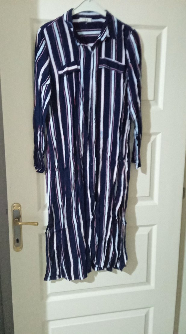 Uzun Kollu,lacivert çizgili tunik - Görsel 3