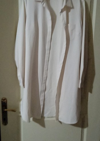 Beyaz Keten Uzun Kollu Kadın Gömlek - Görsel 4