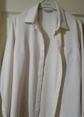 Beyaz Keten Uzun Kollu Kadın Gömlek - Görsel 3