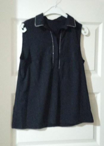 Siyah Kolsuz Midi bluz - Görsel 3