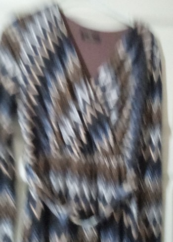 V Yaka Uzun Kollu Pilili Bohem Elbise - Görsel 3