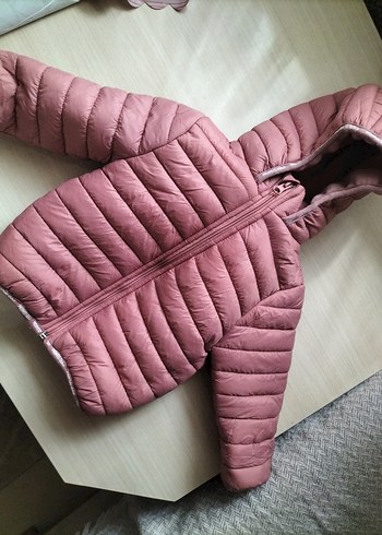 Pembe Bebek Kapitone Mont Fermuarlı
