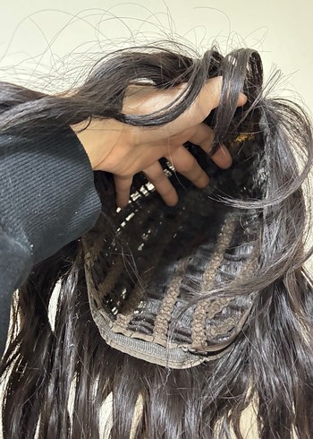 Parlak Siyah Dalgalı Kadın Peruk - Görsel 4