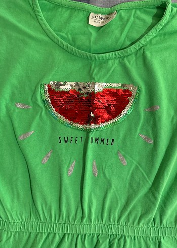 Kız Çocuk LCW Kısa Kollu Yeşil Elbise - Görsel 2