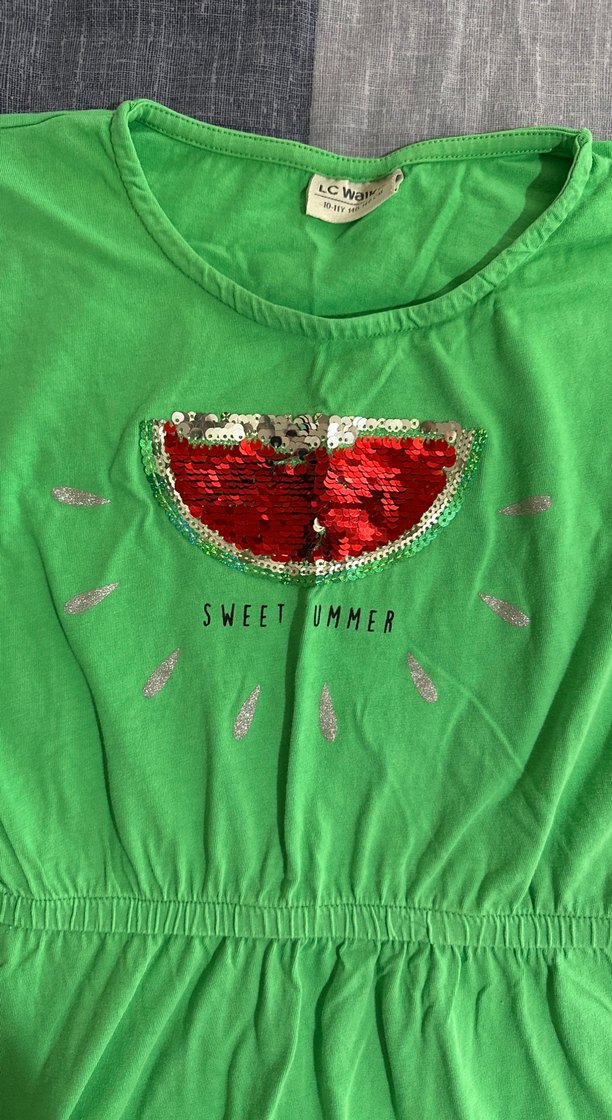 Kız Çocuk LCW Kısa Kollu Yeşil Elbise - Görsel 2