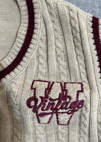 Nakışlı V Yaka Örgü çocuk Süveter DeFacto - Görsel 2