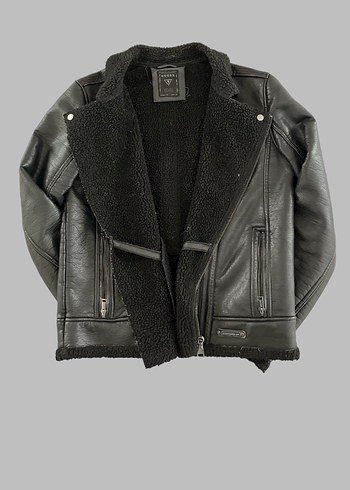 Guess Kurk Detayli Siyah Biker Deri Erkek Ceket