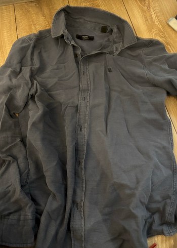 Mavi Keten Uzun Kollu Rahat Kesim Erkek Gömlek - Görsel 2