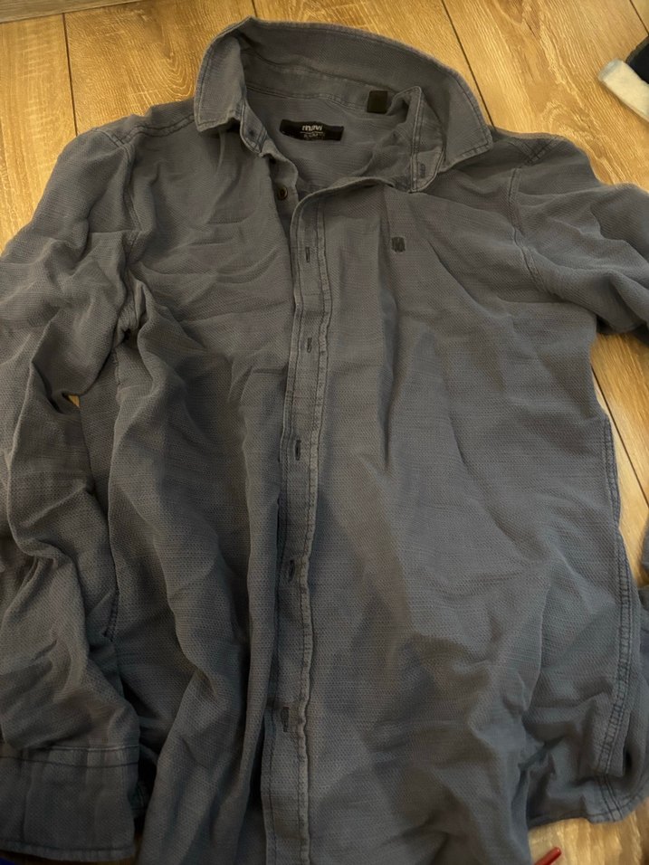 Mavi Keten Uzun Kollu Rahat Kesim Erkek Gömlek - Görsel 2