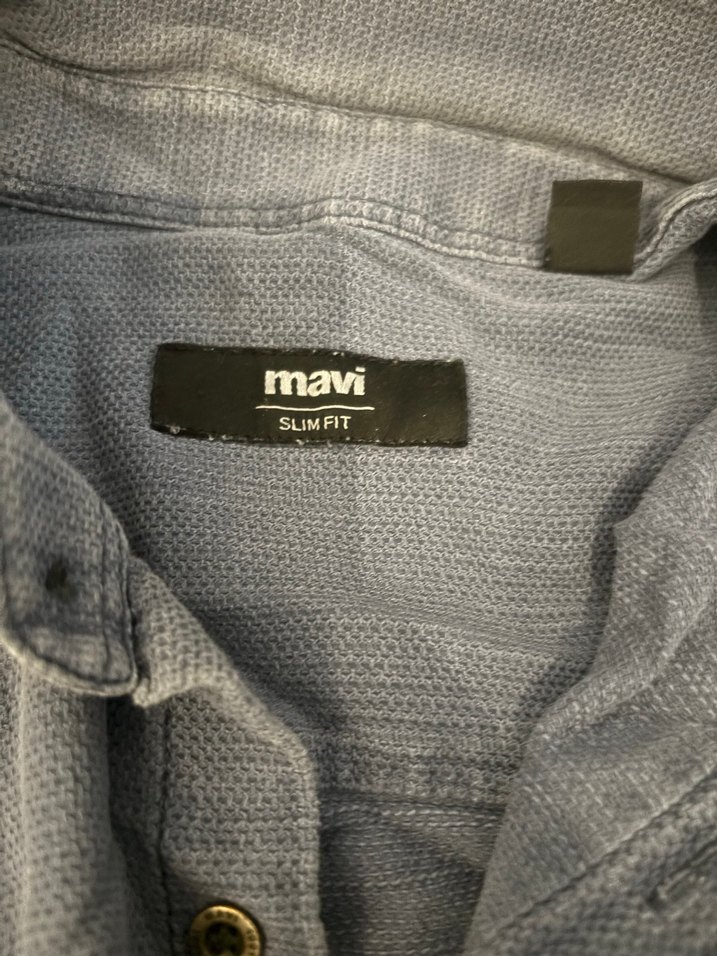 Mavi Keten Uzun Kollu Rahat Kesim Erkek Gömlek - Görsel 3