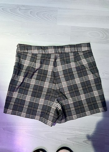 Düğmeli Gri Ekose Mini şortEtek - Görsel 2