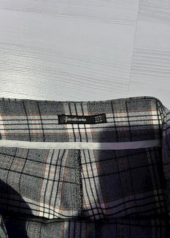 Düğmeli Gri Ekose Mini şortEtek - Görsel 3