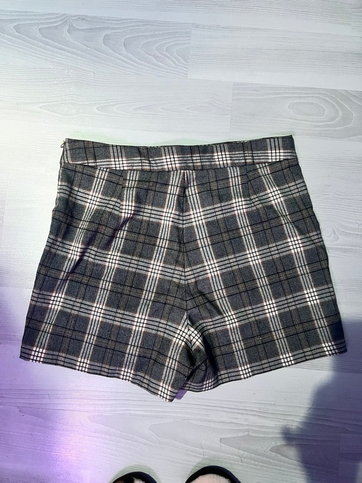 Düğmeli Gri Ekose Mini şortEtek - Görsel 2