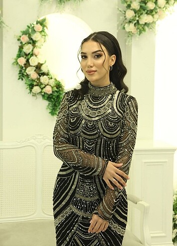 Siyah taşlı abiye 