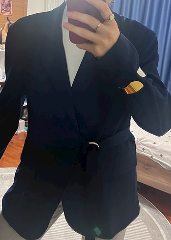l Beden Koyu Mavi Kadın Blazer Ceket