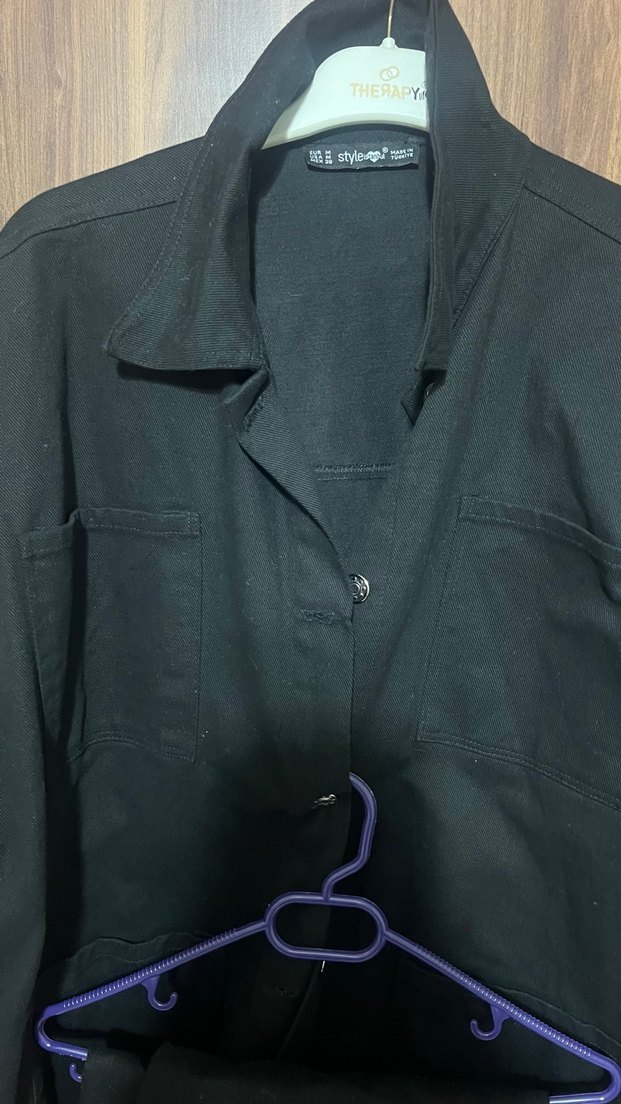 Siyah Düğmeli Hamile Kot Ceket - Görsel 2