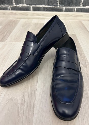 Flower Sik Lacivert Deri Loafer