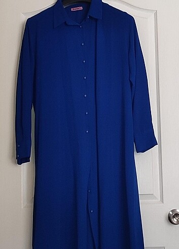 54beden uzun gömlek saks mavi