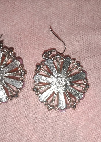 Bej Çiçek Desenli Boncuklu Midi Küpe - Görsel 7