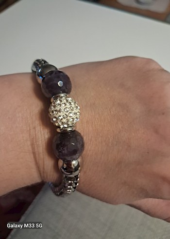 Mor Boncuklu Yılan Desenli Bileklik - Görsel 5