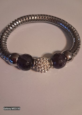 Mor Boncuklu Yılan Desenli Bileklik - Görsel 2