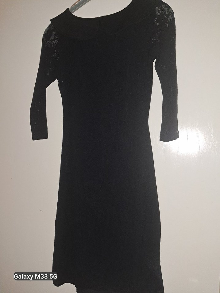 Siyah Dantelli Uzun Kollu Midi Elbise - Görsel 5