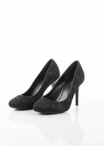 Dantel Detaylı Siyah Stiletto Topuklu Kadın Ayakkabı - Görsel 3