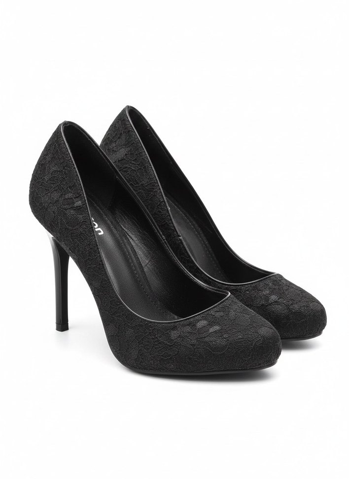 Dantel Detaylı Siyah Stiletto Topuklu Kadın Ayakkabı - Görsel 2