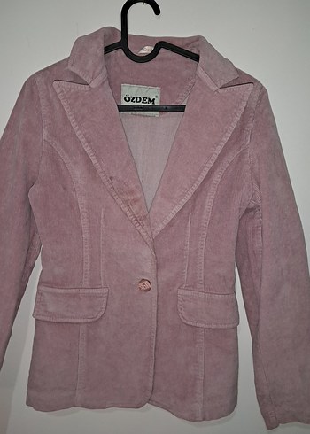 Pembe Kadife Mini Kadın Blazer Ceket - Görsel 3