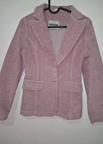 Pembe Kadife Mini Kadın Blazer Ceket - Görsel 2