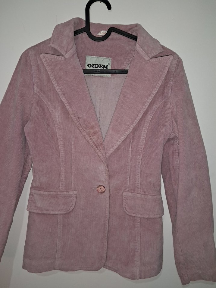 Pembe Kadife Mini Kadın Blazer Ceket - Görsel 3