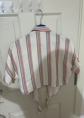 Koton, Çizgili Bağlamalı Kısa Kollu Gömlek - Görsel 3