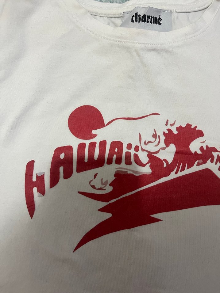 Beyaz Baskılı Kısa Kollu Kadın Tişört - Görsel 3