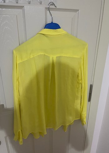 Sarı Kadın Uzun Kollu Salaş Gömlek - Görsel 3