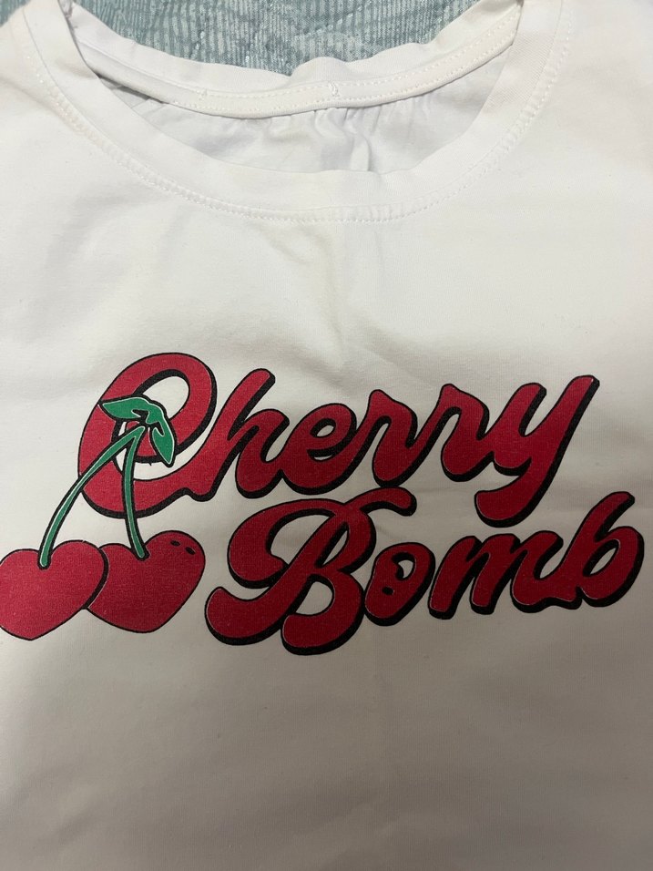 Beyaz Kadın Kısa Kollu Baskılı Tişört - Görsel 2