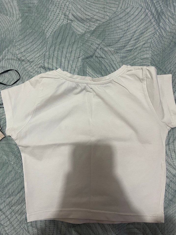 Beyaz Kadın Kısa Kollu Baskılı Tişört - Görsel 3