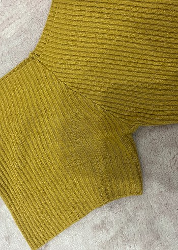 Sarı Kadın Triko Kısa Kollu Bluz - Görsel 2