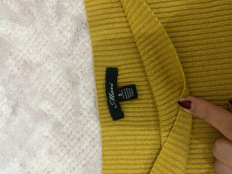 Sarı Kadın Triko Kısa Kollu Bluz - Görsel 3