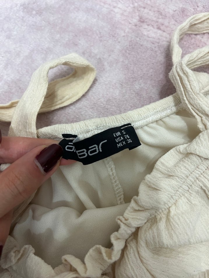 Bej Keten Askılı Bluz AMBAR - Görsel 4