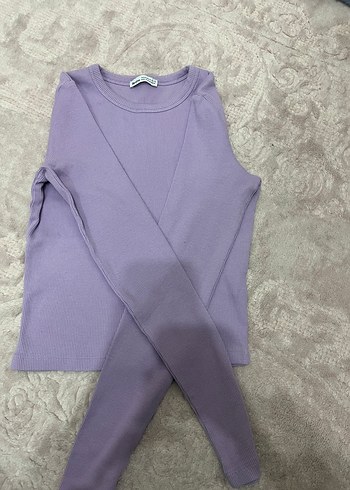 Bershka Uzun Kollu Lila Crop - Görsel 2