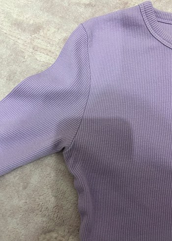 Bershka Uzun Kollu Lila Crop - Görsel 4